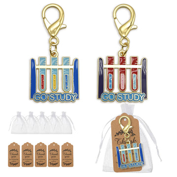 Go Study Test Tube Rack Enamel Charm Gold Clasp Two Colors