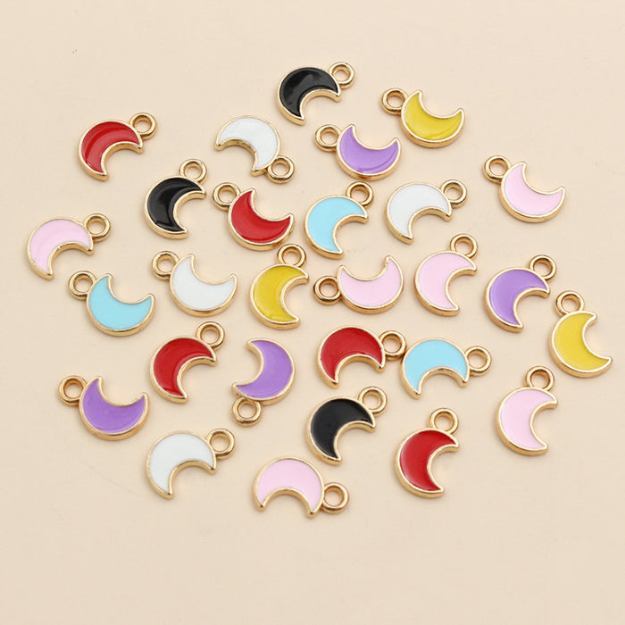 Enamel Crescent Moon Metal Charms in Nine Color Options