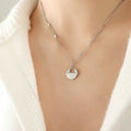 Chinese Lock Pendant Necklace Flat Link Chain Gold Steel Rose Gold view 7