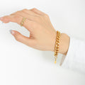 Gold Thick Curb Chain Bracelet with Lobster Clasp Extender view 4