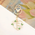 Gold Heart Initial Letter Keychain Floral Rhinestone Charm view 11