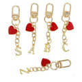 Gold-Tone Letter Charm Keychain with Red Heart Accent view 5
