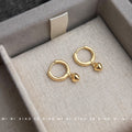 Gold Mini Huggie Hoop Small Heart Dangle Earrings Pair view 3