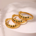 Gold Stainless Steel Green Zircon Dual Band Ring Sizes 6 To 8 view 4