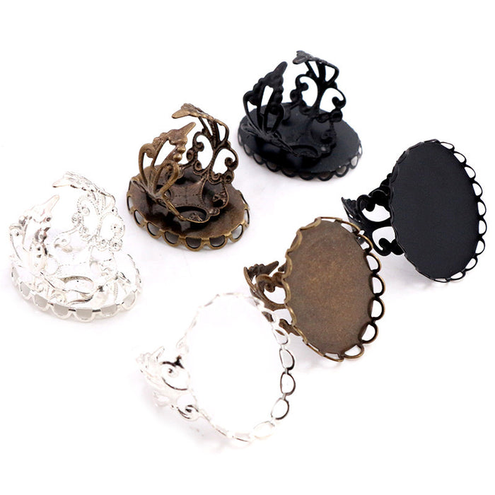 Oval Filigree Ring Bezel Blanks in Three Antique Finishes