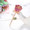 Pink Gold Tone Rose Crystal Pearl Look Metal Brooch Pin view 3