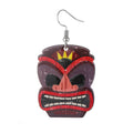Silver Tone Printed Acrylic Large Face Mask Hook Earrings in Four Colors view 5