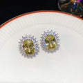 Olive Crystal Oval Halo Stud Earrings for Women Fashion Jewelry view 6