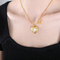 Gold Heart Glass Pendant Necklace Star Charm Double Layer view 7