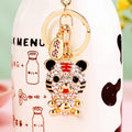 Jeweled Zodiac Tiger Keychain with Gold Tone Ring and Lobster Clasp view 6