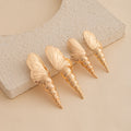 Gold Tone Textured Conch Shell Stud Earrings in Two Sizes view 2