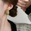 Glossy Dark Brown Oval Stud Earrings with Domed Resin Look view 4