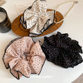 White Black Polka Dot Double Ruffle Scrunchie With Gallery Colors view 3