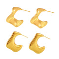 Irregular Twisted Geometric Stud Earrings Gold Steel Stainless view 5