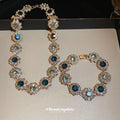 Flower Crystal Link Necklace and Bracelet Three Color Variants view 2