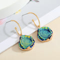 Gold Tone Iridescent Druzy Pendant Necklaces, Hoop Earrings and Sets view 6
