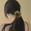 Sheer Fabric Rose Flower Hair Tie Elastic Band Pink view 3