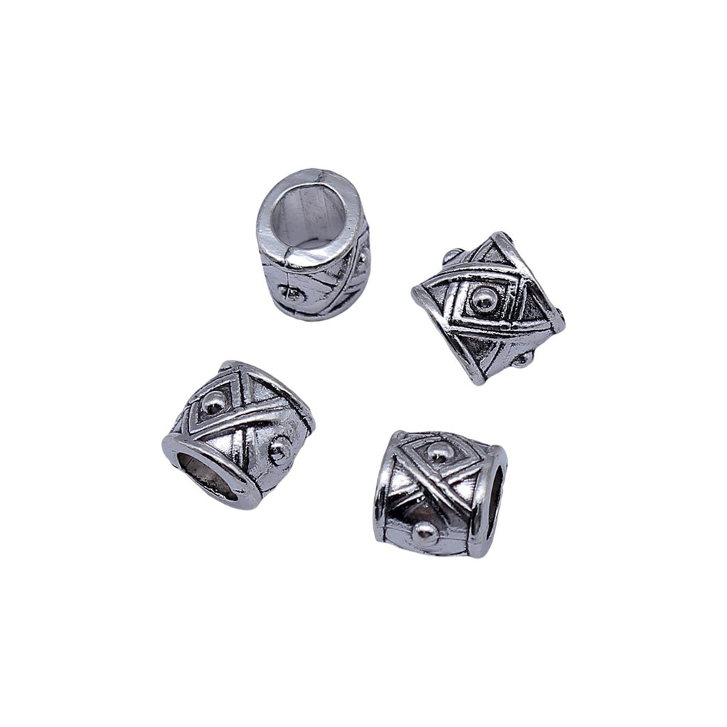 10x9x8.7mm 1.7g Antique Silver Zinc Alloy Carved Floral Round Large Hole Spacer Beads for Bracelets