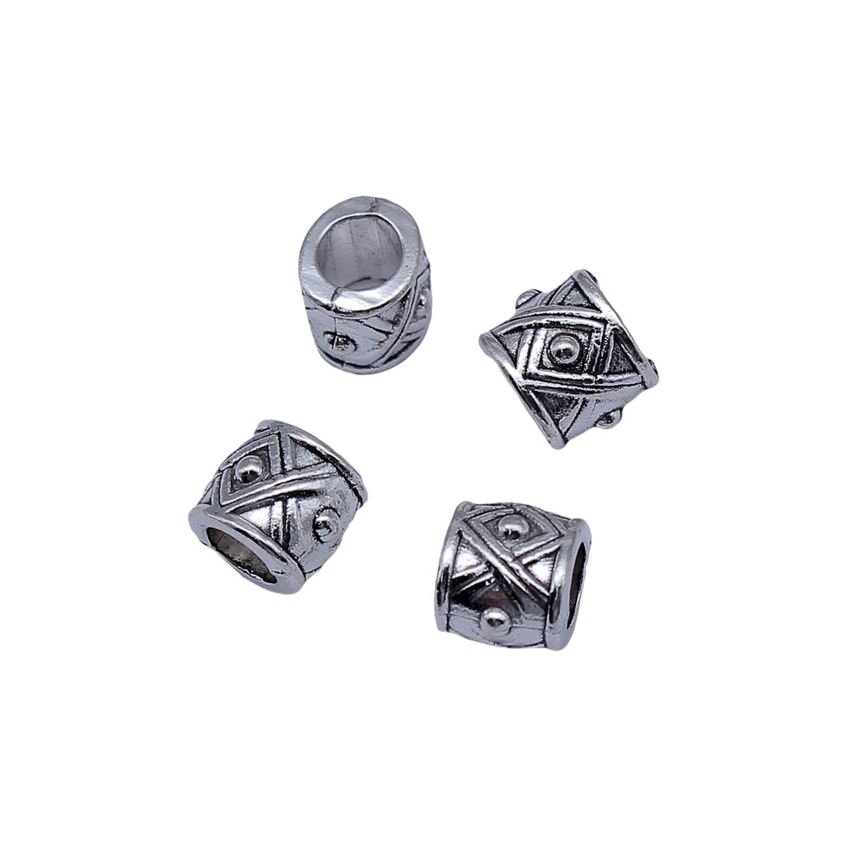 10x9x8.7mm 1.7g Antique Silver Zinc Alloy Carved Floral Round Large Hole Spacer Beads for Bracelets