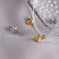 Polished Heart Stud Earrings In Gold Or Steel Metal Tone view 2