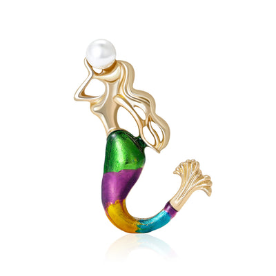 mermaid figure brooch shown from the front