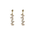 Gold Zigzag Baguette Drop Earrings Clear Stone Dangles view 5