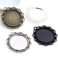 Assorted Round Ornate Cabochon Pendant Trays in Mixed Finishes view 2