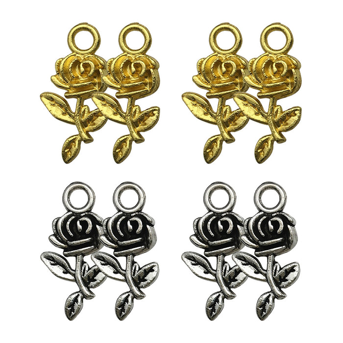 Gold-Tone Rose Metal Charms with 2 Listed Options for Jewelry Making