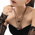 Leather Cord Half Moon Enamel Red Teardrop Pendant Necklace view 4