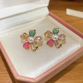Colorful Floral and Leaf Stud Earrings in Three Mixed Designs view 8
