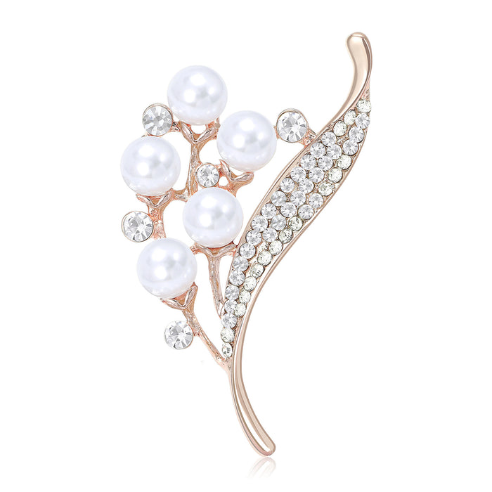 Pearl and Crystal Lily Stem Brooch in 2 Color Styles