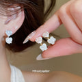 Crystal Heart C-Shaped Stud Earrings in Two Colors view 2