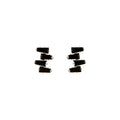 Geometric Stacked Baguette Bar Stud Earrings Clear Black view 5