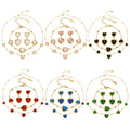 Gold Heart Glass Stone Necklace Bracelet Earring Sets view 5