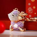 Crystal Sitting Deer Keychains with Braided Straps and Tassels view 10