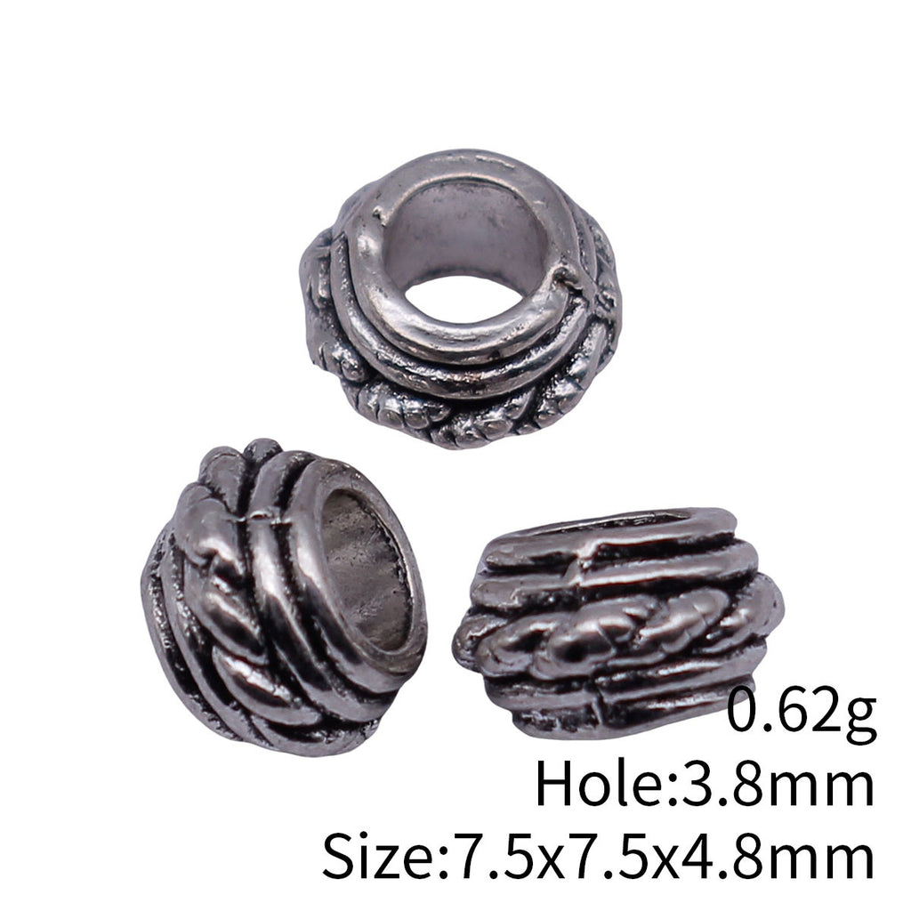 7.5x7.5x4.8mm 0.62g Antique Silver Zinc Alloy Spiral Round Large Hole Spacer Beads for DIY Bracelet Jewelry