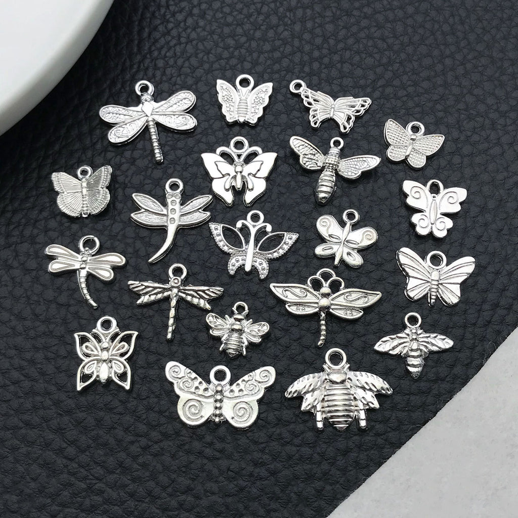 Zinc Alloy Insect Bee Butterfly Dragonfly charm pendants for DIY earrings necklaces bracelets