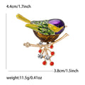 Enamel Bird Branch Brooch With Decorative Crystal And Enamel Details view 6