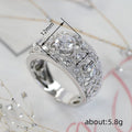 White Gold Tone Filigree Wide CZ Finger Ring Sizes 6-10 view 4