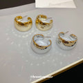 Wide Hammered C Hoop Earrings in Gold and Silver Tones view 1