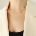 Gold Snake Chain Necklace And Bracelet With Baguette Zircons view 6