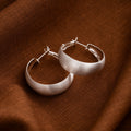 Gold and Silver Tone Wide Matte Rounded Hoop Earrings view 7