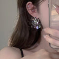 Sculpted Metal Flower Cluster Earrings in Gold and Silver view 3