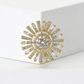 Radiating Sunburst Crystal Brooch in Silver Tone Jewelry view 2