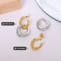 Detachable Dual Ring Stud Earrings Gold Steel Two-Tone Options view 3