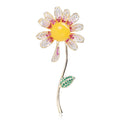 Crystal Daisy Long Stem Brooch in Two Center Colors view 7