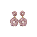 Lavender Flower Drop Earrings with Pearly Petals and Round Centers view 5
