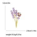 Purple Lavender Ladybug Crystal Brooch Green Stems view 5