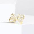 Small Crystal Ribbon Bow Brooch in Gold or Silver Tone view 2