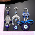 Silver Tone Hamsa Glass Eye and Horseshoe Evil Eye Keychains view 5